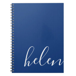 Modern Script Name Personalised Blue Notebook