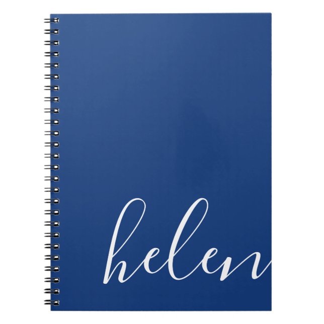 Modern Script Name Personalised Blue Notebook (Front)