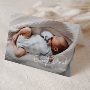 Modern Script Name Photo Baby Thank You Card