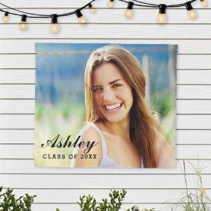 Modern Script Name Photo Graduation Backdrop Tapestry