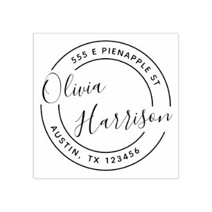 Modern Script Name  Return Address Rubber Stamp