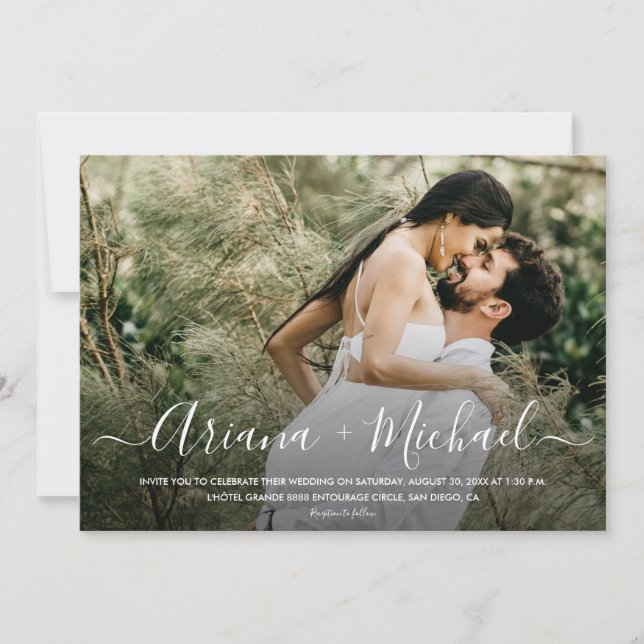 Modern Script Names Custom Photo Wedding  Invitation (Front)