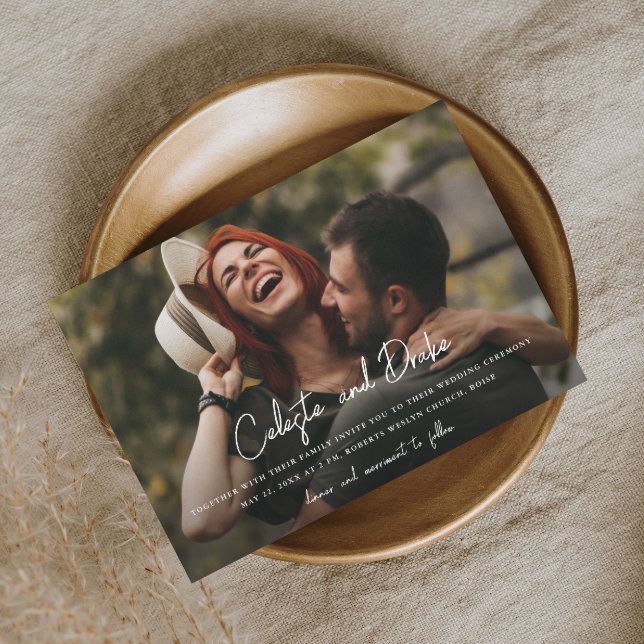 Modern Script Names Photo Wedding Magnetic Invitation (Creator Uploaded)