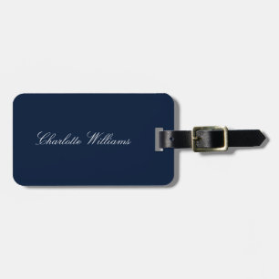 Modern Script Navy Blue Minimalist Custom Luggage Tag