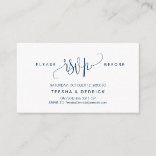 Modern Script, Navy Blue, Party Celebration  RSVP Enclosure Card