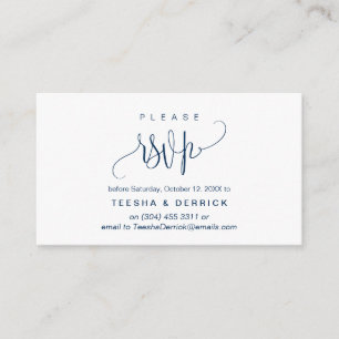 Modern Script, Navy Blue, Party Celebration  RSVP Enclosure Card