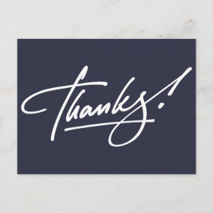 Modern Script Navy Blue Thank You Card