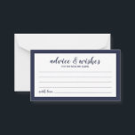 Modern Script Navy Blue Wedding Advice and Wishes<br><div class="desc">Modern Script Navy Blue Wedding Advice and Wishes Card
featuring title in navy blue modern script font with details in navy blue modern sans serif font on white background with navy blue border.</div>