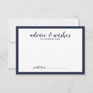Modern Script Navy Blue Wedding Advice Card