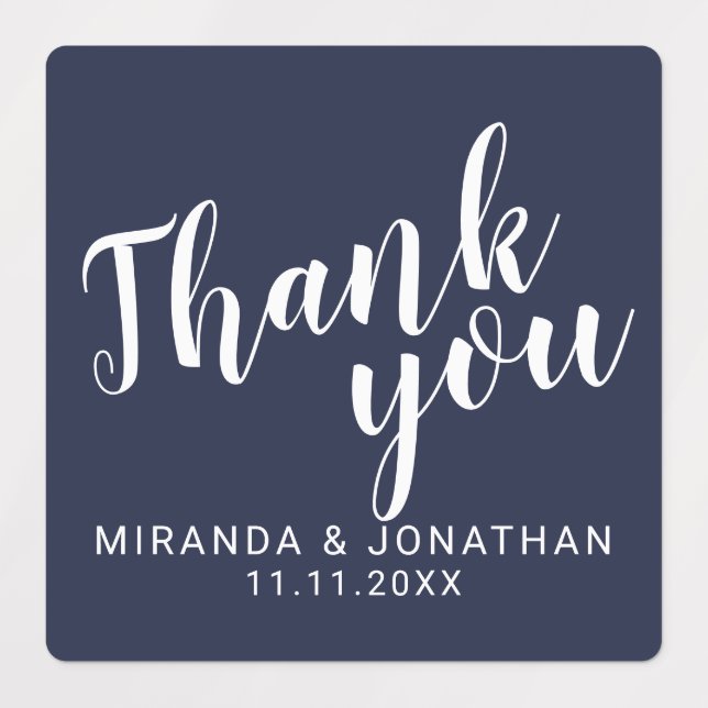 Modern Script Navy Blue Wedding Favour Thank You (Design 1)