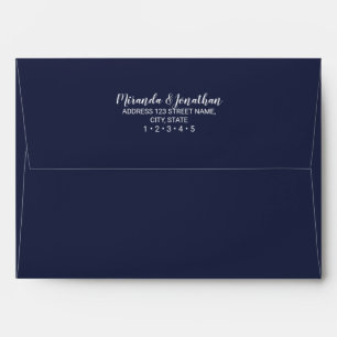 Modern Script Navy Blue Wedding Invitation Envelopes