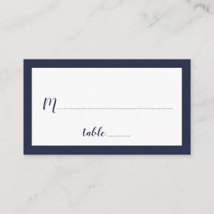 Modern Script Navy Blue Wedding Place Card