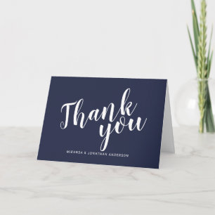 Modern Script Navy Blue Wedding Thank You