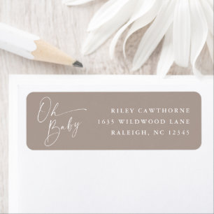Modern Script Neutral Baby Shower Return Address Label