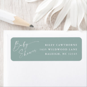 Modern Script Neutral Baby Shower Return Address Label
