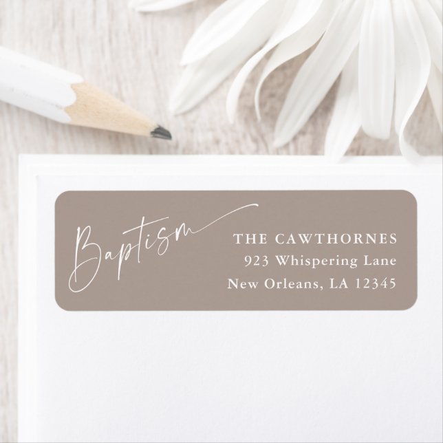 Modern Script Neutral Baptism Return Address Return Address Label (Insitu)