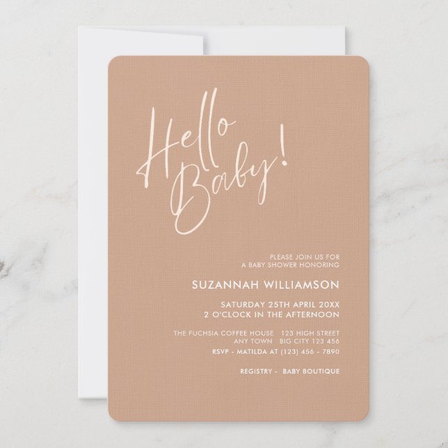 Modern Script Neutral Boho Baby Shower Invitation (Front)
