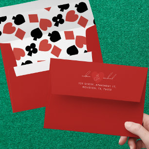 Modern Script Nevada Vegas Casino Red Wedding Envelope