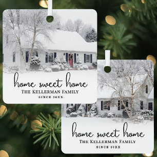 Modern Script New Home Sweet Home Photo Metal Tree Decoration
