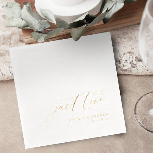 Modern Script Nothing Fancy Just Love Wedding Foil Napkins