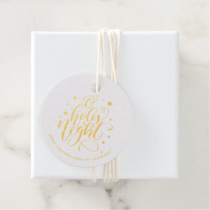 Modern Script O Holy Night Christmas Favour Tags