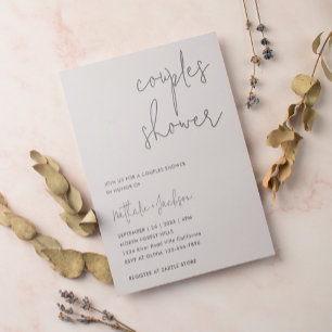 Modern Script Off-White Couple Bridal Shower Invitation