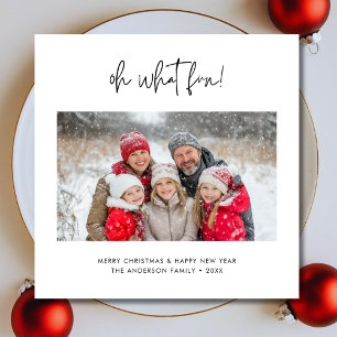 Modern Script Oh What Fun Christmas Family Photo Holiday Card