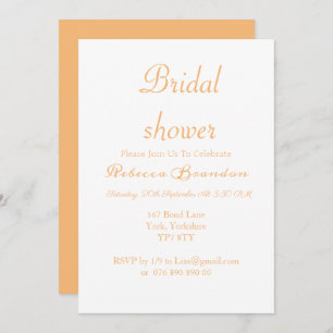 Modern Script Orange Bridal Shower Invitation