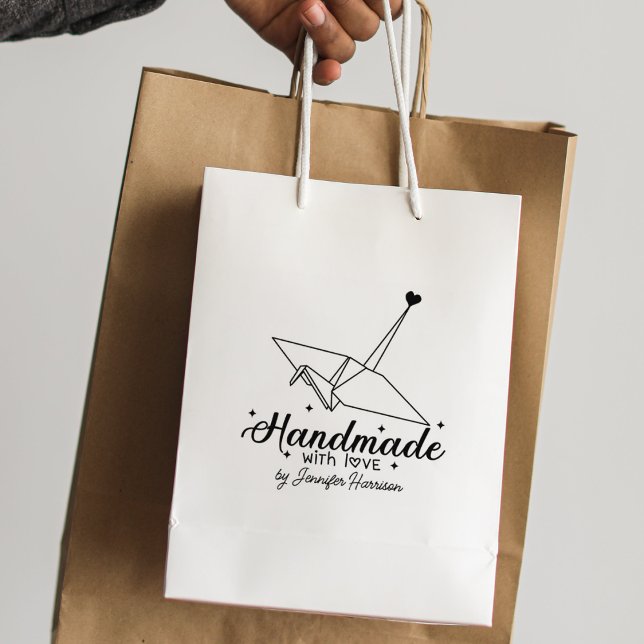 Modern Script Origami Handmade Business, Large  Rubber Stamp (Creator Uploaded)