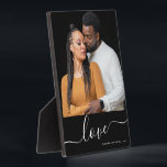 Modern Script Overlay Personalised Couples Photo Plaque<br><div class="desc">Modern Script Overlay Personalised Couples Photo plaque with elegant "love" typography. Insert your own photo and special personalised message to make this simple and elegant photo display design your own. Perfect valentines day gift for him,  valentine's day gift for her,  for girlfriend,  boyfriend,  husband or wife.</div>