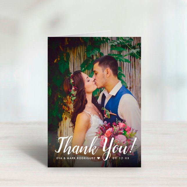 Modern Script Overlay | Wedding Photo Thank You Card (Creator Uploaded)