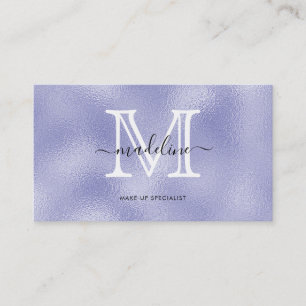 Modern Script Pantone Very Peri Foil Monogram Business Card