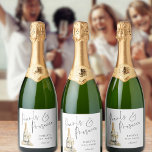 Modern Script Pearls Prosecco Cheers Hen Party Sparkling Wine Label<br><div class="desc">Modern Script Pearls Prosecco Cheers Hen Party. The main heading is in an elegant set script and easily personalise the rest of the text.</div>
