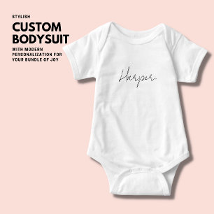 Modern Script Personalised Baby One-Piece Bodysuit