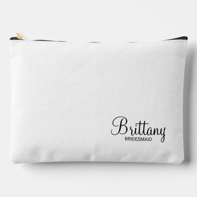 Modern Script Personalised Bridesmaid Accessory Pouch (Front)