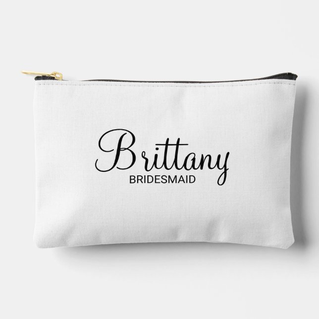 Modern Script Personalised Bridesmaid Accessory Pouch (Front)