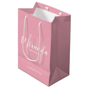 Modern Script Personalised Bridesmaid Blush Pink Medium Gift Bag