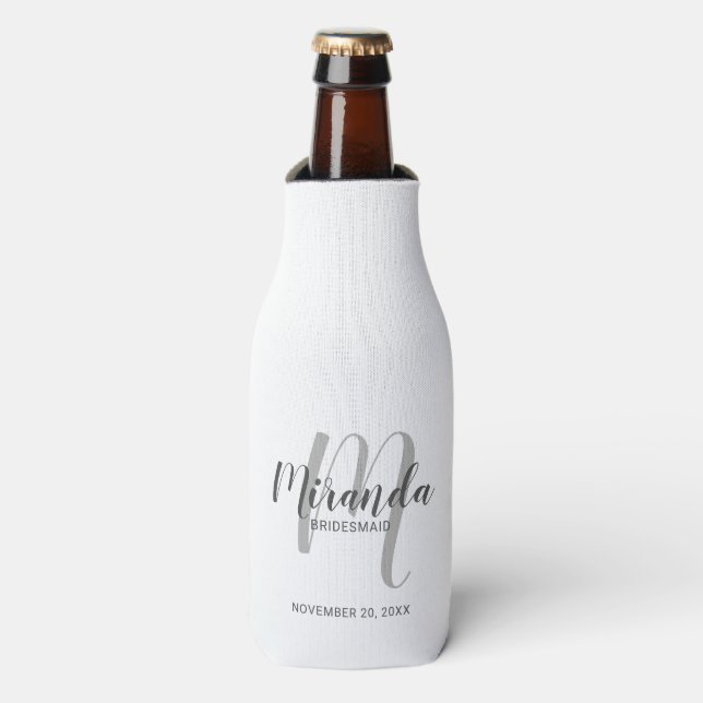 Modern Script Personalised Bridesmaid Bottle Cooler (Bottle Front)