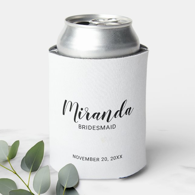 Modern Script Personalised Bridesmaid Can Cooler (Creator Uploaded)