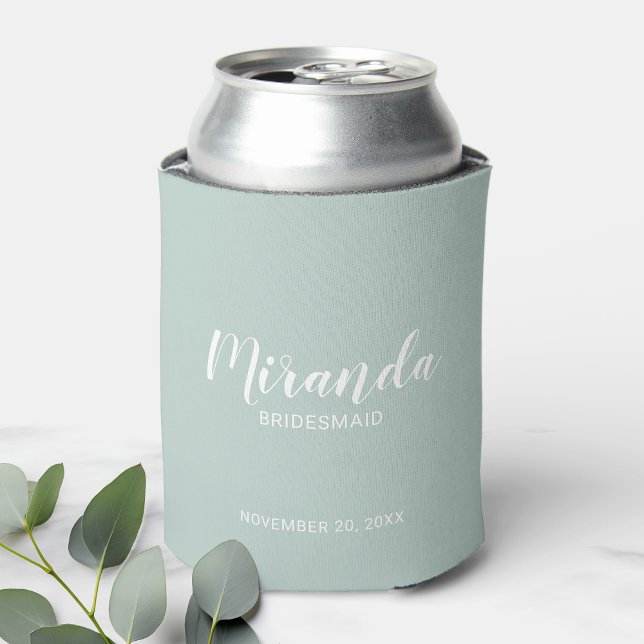 Modern Script Personalised Bridesmaid Can Cooler (Creator Uploaded)