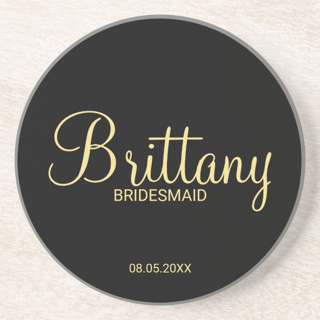 Modern Script Personalised Bridesmaid Coaster (Front)