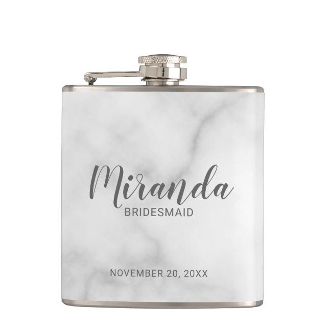 Modern Script Personalised Bridesmaid Flask (Front)
