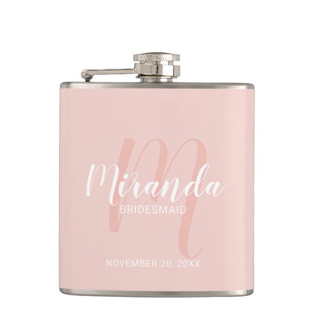 Modern Script Personalised Bridesmaid Flask (Front)