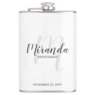 Modern Script Personalised Bridesmaid Flask