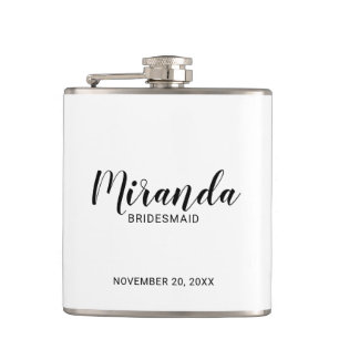 Modern Script Personalised Bridesmaid Flask