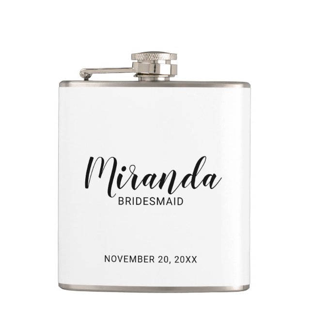 Modern Script Personalised Bridesmaid Flask (Front)