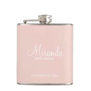 Modern Script Personalised Bridesmaid Flask