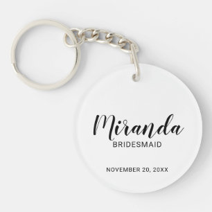 Modern Script Personalised Bridesmaid Key Ring