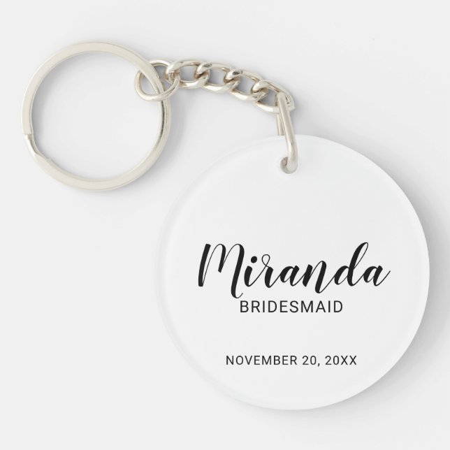 Modern Script Personalised Bridesmaid Key Ring (Front)