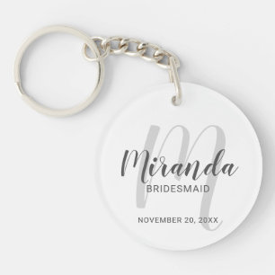 Modern Script Personalised Bridesmaid Key Ring